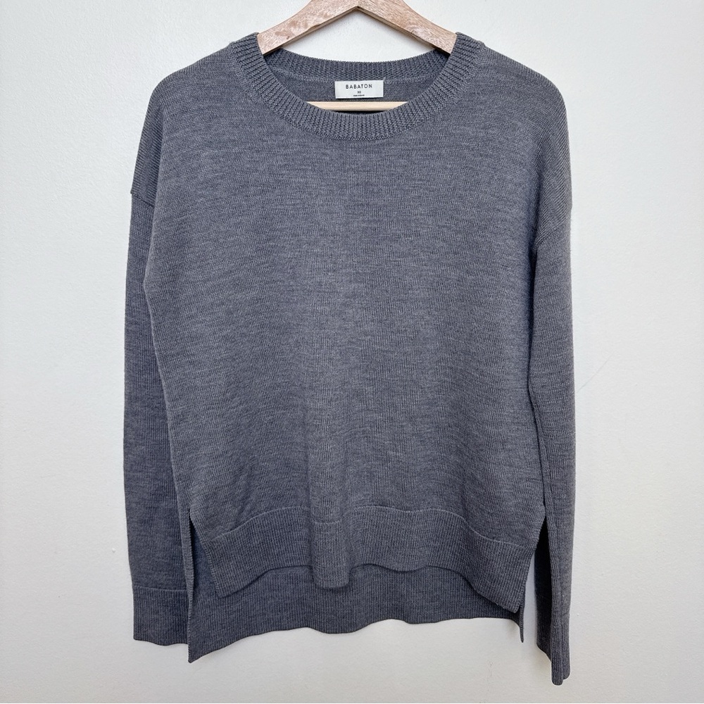Aritzia Babaton Womens Xsmall Gunnar Merino Wool Sweater CN Grey Color - Picture 2 of 14
